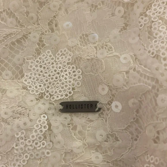Vintage Hollister cream sparkly sequined lace skirt, size small - Picture 2 of 6